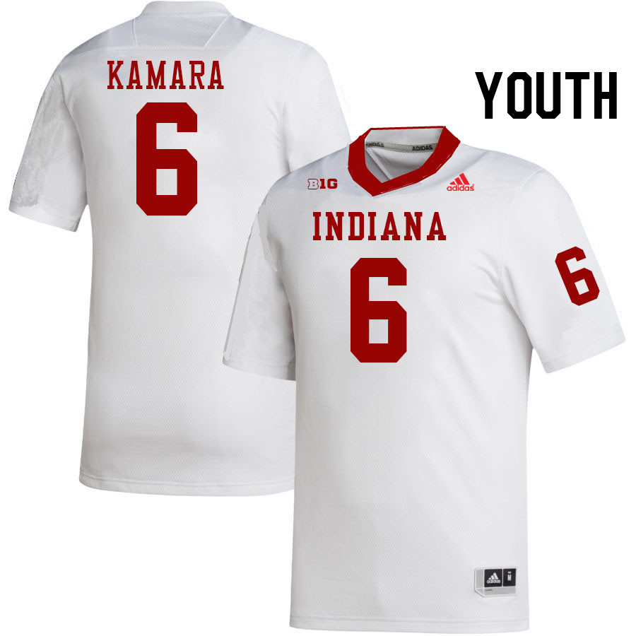 Youth #6 Mikail Kamara Indiana Hoosiers College Football Jerseys Stitched-White